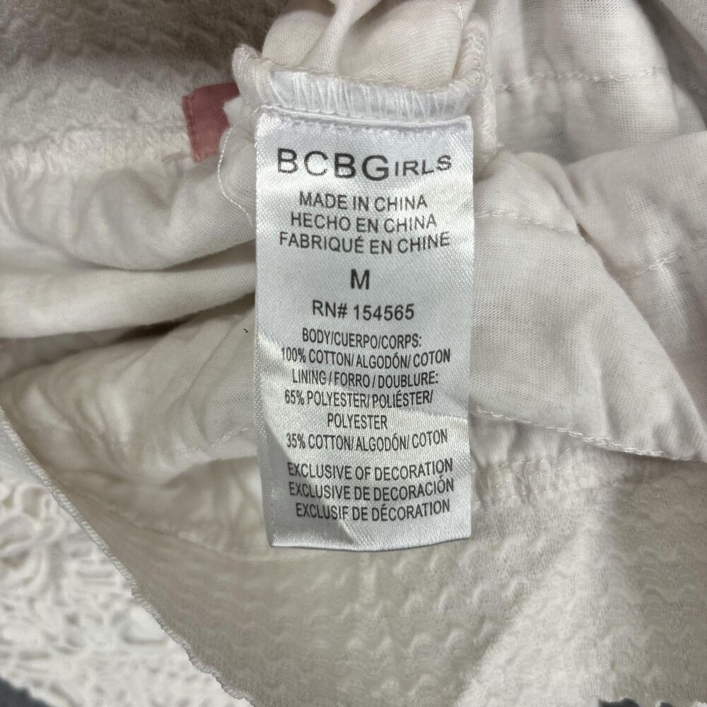 BCBG Girls Shorts Womens Medium White Lace Crochet Boho Festival Scallop Hem - Picture 9 of 14